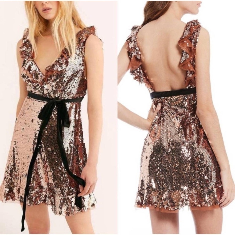 NWT Free People Siren Sequin Mini Dress
Tribeca Copper
Size 2